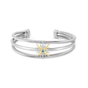 CONSTELLATION CABLE CUFF 18K GOLD & BLUE TOPAZ